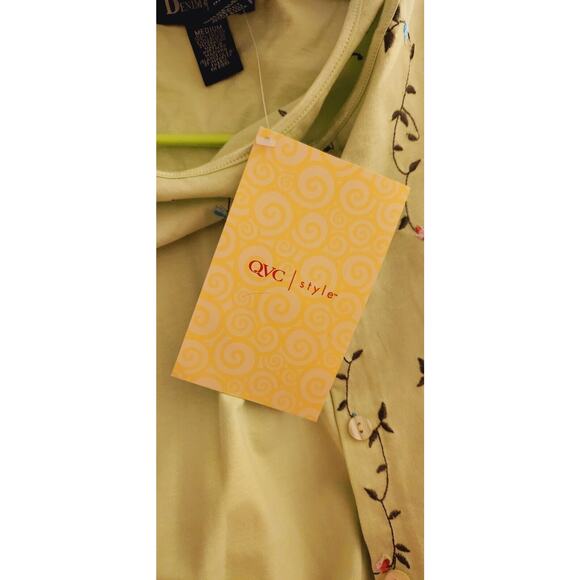 Denim & Co. Lime Green Button Front Cardigan & Tank Set Embroidered Floral M NWT - Picture 9 of 12